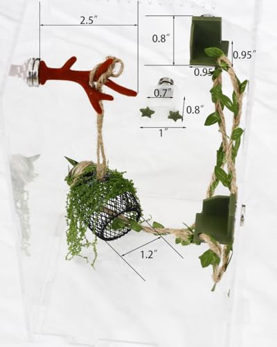 5Pcs Jumping Spider Enclosure Accessories with Hammock, Magnetic Climbing Rope, Resting Ledge Platforms and Feeding Dish Bowl & Hook for Terrarium Habitat (5Pcs Combination Kit) - color: 5Pcs Combination Kit
