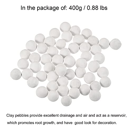 MECCANIXITY Clay Pebbles 7-8mm 0.88 lbs White Gardening Potted Balls for Hydroponic Growing, Vases Supplies, Bonsai Decor