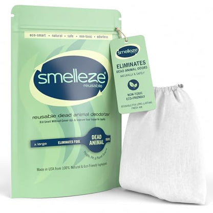 SMELLEZE Dead Animal Odor Eliminator for Home - Reusable Pouch | Removes Rodent & Mouse Smell in Wall, Attic, Crawlspace - Reusable Pouch, Pet Safe, USA Made, 375 sq.ft