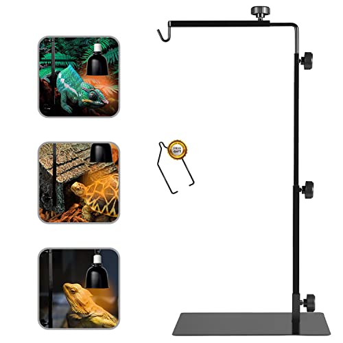 Reptile Heat Lamp Stand, Adjustable 24-38in, Multi-Lamp, XL | Metal lamp holder with weighted base, holds 2 dome lampshades For bearded dragon,snake,turtle,chameleon,terrarium accessories - size: XL