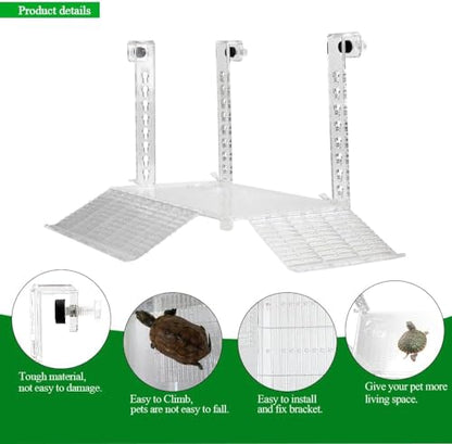 RUIAN Transparent Turtle Basking Platform Hanging Turtle Ramp, Resting Terrace for Turtles Tank Aquarium (30 * 18cm)