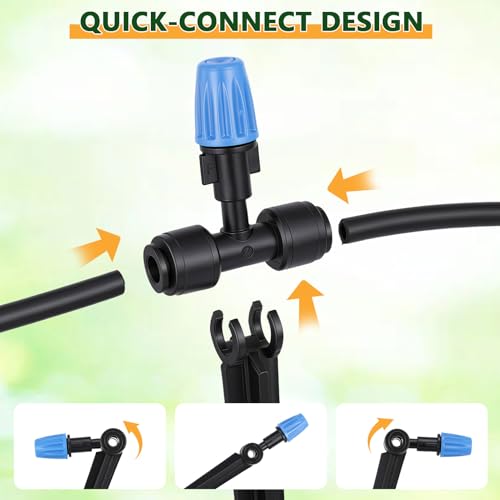 New Quick Connect Drip Irrigation System, Automatic Mist Irrigation Kit with Replaceable Tubing and Misting Nozzles for Garden, Greenhouse and Lawn