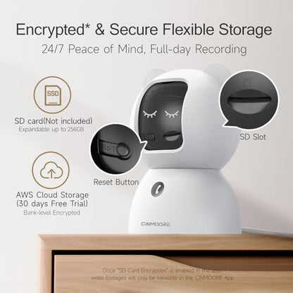 2.5K Pet Camera Indoor with Phone App, Dog/Cat Camera, 4MP Indoor Camera for Home Security, Baby Monitor with Free AI Person/Pet/Cry Detection, Pan Tilt 2.4GHz WiFi, Full Duplex 2-Way Audio - style: 2.5K Cam 1pack