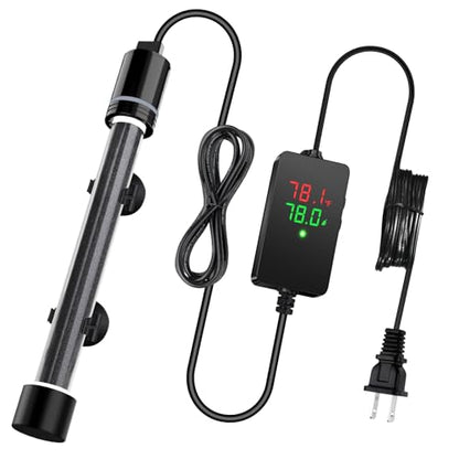 hygger ECO Precise 500W Aquarium Heater Submersible, for 55-100 Gallon Fish Tank, ±0.5℃ Dual Probe Controller, Overheat & Dry-Run Protection for Freshwater & Saltwater - size: 500W
