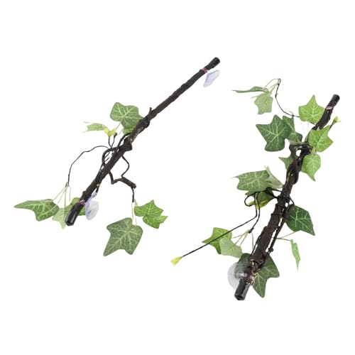 Reptile Corner Branch, 2 Pcs Resin Climb Tree Branch Decor, Amphibian Lizard Snake Climbing Ornament with Suction Cup for Snakes Amphibian Bearded Dragons Lizards Frogs Geckos