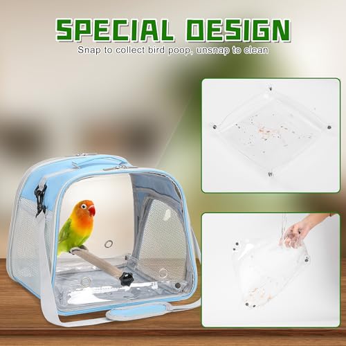 Small Bird Carrier, Large Window Travel Cage with Stand and Easy Clean Tray for Parrot Parakeet Cockatiels, Lightweight and Portable, Blue - color: Blue