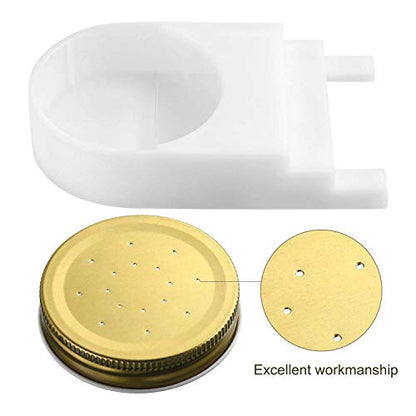 2 Pack Plastic Bee Feeder Entrance Feeder with Lids, Minelife Beehive Feeder Beekeeper Tool Beekeeping Equipment Fits Most Small Mouth Canning Feeder and Waterer