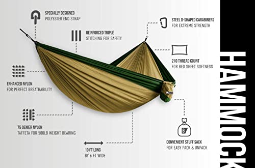 Double Hammock by Bear Butt - color: Khaki / Dark Green