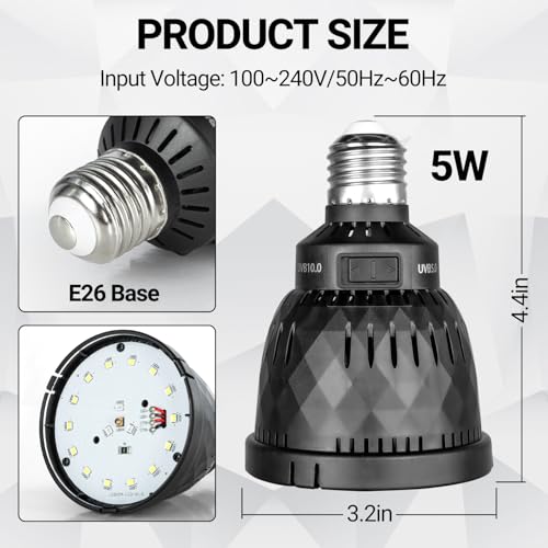 REPTI ZOO UVB Light Bulb for Reptile, 5.0 & 10.0 UVB UVA Reptile Light Bulb for Turtles Bearded Dragon Gecko Lizard Snake, Full Spectrum Sun Lamp Energy-Efficient & Natural Sunlight Simulation