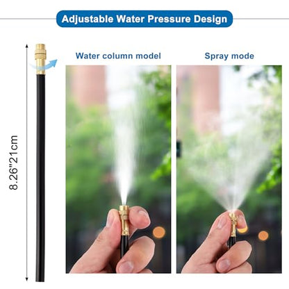 360° Adjustable Drip Irrigation System Garden Watering 5/16" Automatic Atomizing Sprinkler System with Hose Tubing Flexible Copper Nozzles Quick Connector Greenhouse Raisedbed Lawn (50ft + 15 Nozzles) - size: 50 Ft + 15pcs Nozzles