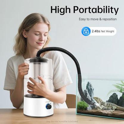 4L/1.06gal Reptile Humidifier, 110-220V 1.31-5.25 Ft Hose Length Tabletop Reptile Fogger, 3 Spray Levels Fogger for Reptile Tank, Reptiles Mister for Geckos, Snakes, Turtles, Lizards, Frogs