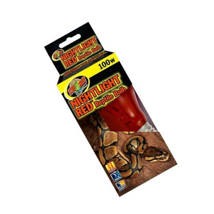 Zoo Med Nightlight Red Reptile Bulb 100 Watts Pack of 2 | Red 100W heat bulb supports nighttime reptile viewing