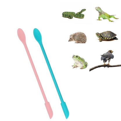 2 Pcs Reptile Spoon, Crested Gecko Food Mixing Spoon Long Handle Feeding Tool Crested Gecko Tank Accessories for Lizard Gargoyle Bearded Dragon