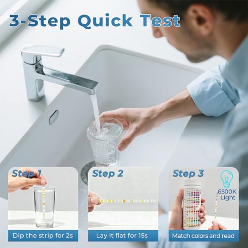 TESPERT Drinking Water Test Strips 125ct, Lead Home Tap Well Water Test Kit | 30s Quick Screening 16 in 1 Water Tester for Hardness, Lead, pH, Iron, Copper, Chlorine, Nitrite, Carbonate, Alkalinity