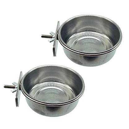 Tfwadmx Bird Feeding Dish Cups Parrot Food Bowl Clamp Holder Coop Cup, 2PCS Bird Cage Water Bowl for Parakeet African Greys Conure Cockatiels Lovebird Budgie Chinchilla