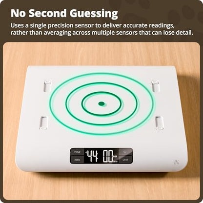Greater Goods Wiggle-Proof Digital Pet Scale for Cats, Dogs & Small Animals | Weighs Puppies, Kittens & Senior Pets up to 44 lb, Removable Tray, Tare Function, Measures in lb, oz & kg for Growth Tracking
