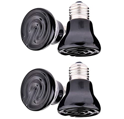 4-Packs 50W Black Ceramic Heat Lamp Mini Reptile Heat Lamp Bulbs E26/E27 110V Infrared Reptile Heat Emitter Heater Lamp Bulb No Light Lamps for Lizard Brooder Coop Aquarium Lizard Turtle