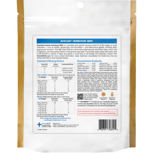 Sustain Herbivore (400 g, Mint) | Nutritionally complete recovery food for herbivorous small pets and reptiles - size: 400 g