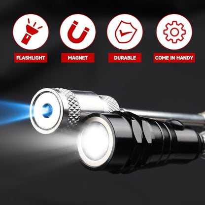 Telescoping Magnetic Pickup Tool Set | Inspection Mirrors and Four Claw Grabber Tool | Flexible LED Flashlight | Magnet Stick | Cool Gadgets for Men | Gifts for Husband