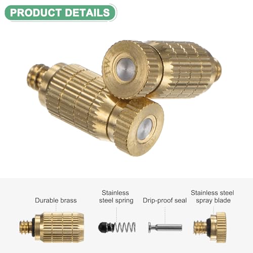 M METERXITY 20-Pack Brass Misting Nozzles, 0.004"/0.1mm Orifice, High Pressure Spray, UNC10/24 Thread, Dust Removal, Cooling, Humidification & Disinfection - size: 0.1mm