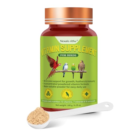 Bird Vitamins for All Cage Birds - Multi-Vitamin for Birds - Supports Bones, Feathers, Energy & Eggshell Quality - Vet-Developed Formula, Dissolves in Water for Easy Daily Use - Net Wt 6.35 oz