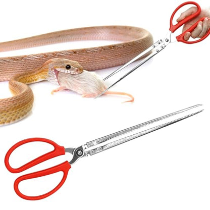 Heavy Duty Snake Feeding Tongs, Stainless Steel Reptile Feeding Tongs | 15" Extra Long Snake Tongs For Ball Python, Fish Aquariums, Reptiles Snakes, Tank Accessories Terrarium Supplies