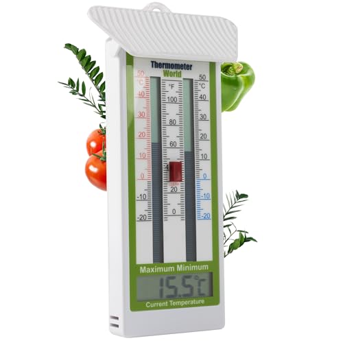 Digital Max Min Thermometer Classic Design - Wall Mounted Temperature Monitor for Garden, Greenhouse or Home