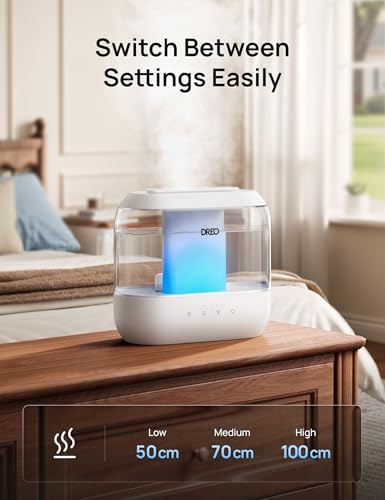 DREO 4L Humidifiers for Bedroom, 36H Runtime, 28 dB Quiet, HM311 | Easy to Refill & Clean, BPA-Free, Nightlight, Supersized Air Humidifiers for Large Room, Baby Nurseries, Plants, Indoor | Easy to Refill & Clean, BPA-Free, Nightlight, Supersized Air Humid