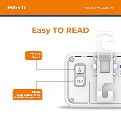 Elitech Fridge Thermometer Digital Freeze Refrigerator Thermometer Waterproof Large LCD Display Max/Min Record Function TM-2T - size: Thermometer