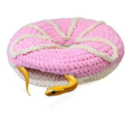 Snake Hide for Ball Python Cozy Crochet Reptile Hideout Donut Bed, Soft Breathable Snake Pouch Carrier for Corn Snake, Hognose & Small Reptiles