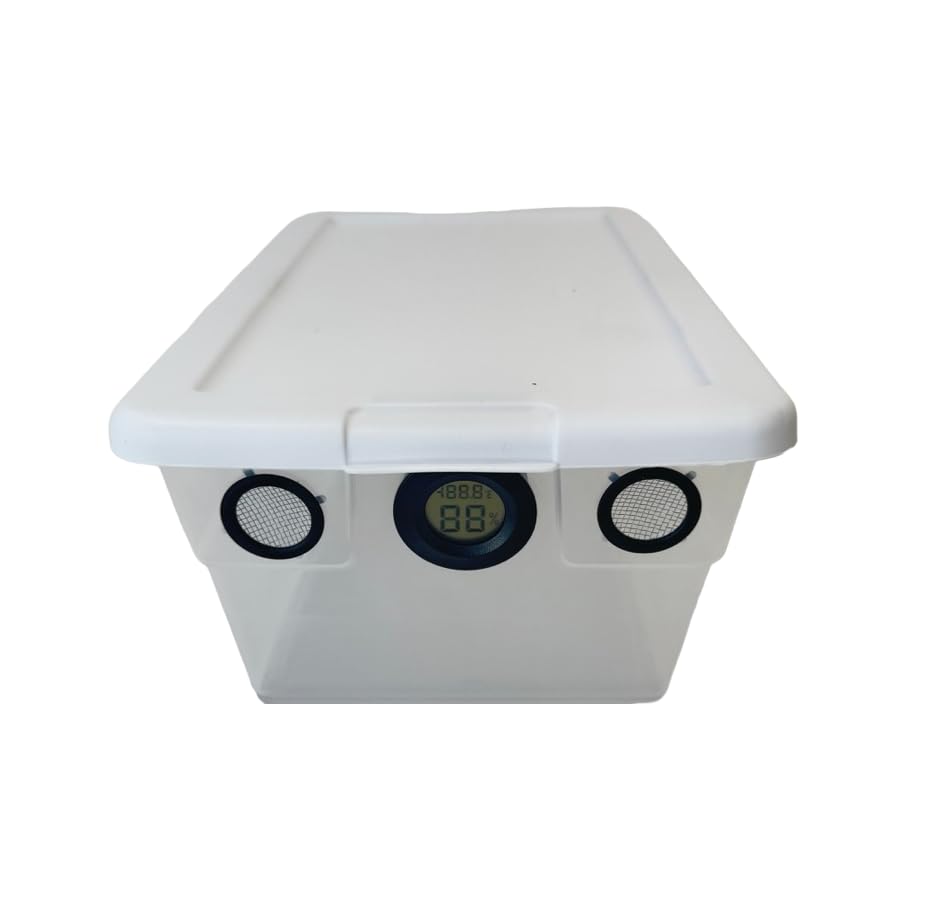 Vented Vivarium Enclosure 6 Quart Terrarium with Black Vents, Temperature & Humidity Sensor for Reptiles, Isopods, Small Bugs