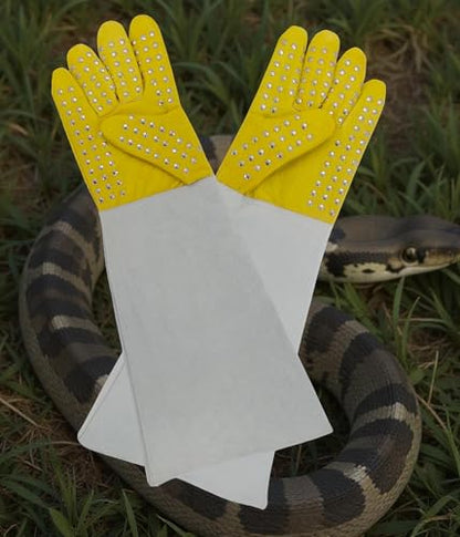 NEW MARK Heavy Duty Animal Handling Leather Gloves Bite Proof for Dog, Reptile Snakes 21"