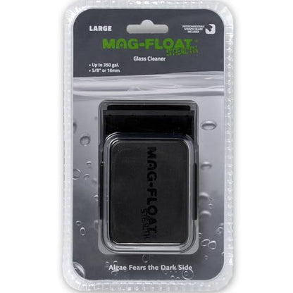 Large Black Stealth Glass Magnet Aquarium Scraper Cleaner with Blade - Floating Magfloat Magnetic Cleaning Tool