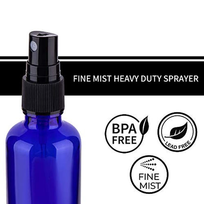 2oz Glass Spray Bottles For Essential Oils, Blue, 3 Pack | Small, Fine Mist - color: Black Blue