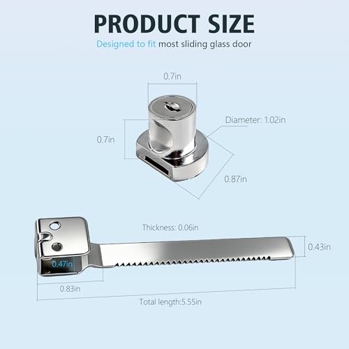 4 Pack Sliding Glass Door Ratchet Locks Display Case Lock with Chrome Finish Keyed Alike Fits 4-8mm Glass Secure Showcase Display Case Lock for Cabinets