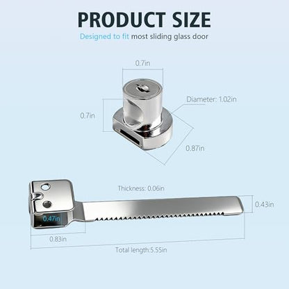 4 Pack Sliding Glass Door Ratchet Locks Display Case Lock with Chrome Finish Keyed Alike Fits 4-8mm Glass Secure Showcase Display Case Lock for Cabinets
