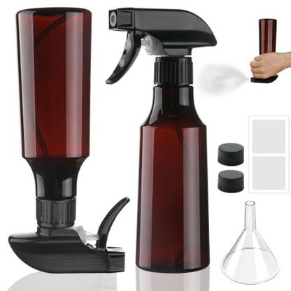 2 Pack 10oz/310ml 360° Reverse Plastic Spray Bottles | Brown Empty Spray Bottle, Adjustable Nozzle, Fine Mist Spray Bottle, for Hair Cleaning Solutions, Cooking, Plant - color: B-Brown