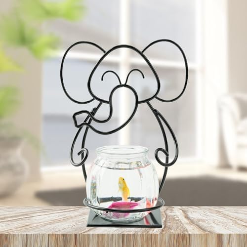 Desktop Glass Planter Hydroponics Vase, Planter Round Vase with Holder for Home Decoration, Modern Creative rabbit Plant Terrarium Stand, Scindapsus Container | Planter Round Vase with Holder for Home Decoration, Modern Creative Terrarium Stand, Great for