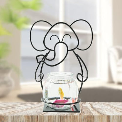 Desktop Glass Planter Hydroponics Vase, Planter Round Vase with Holder for Home Decoration, Modern Creative rabbit Plant Terrarium Stand, Scindapsus Container | Planter Round Vase with Holder for Home Decoration, Modern Creative Terrarium Stand, Great for