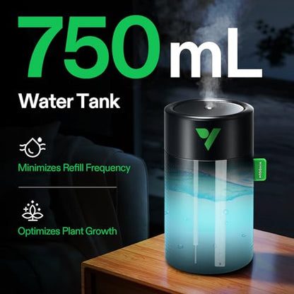VIVOSUN AeroStream U075 750ml USB Mini Humidifier, VGrow Compatible | Humidifier for Plants, Small Grow Tent Use, Remote App Control, 2 Mist Modes, Auto Shut-Off - size: 750ML