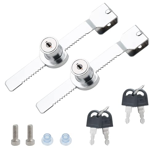 2 Pack Sliding Glass Door Lock, Keyed Alike Showcase Display Case | Zinc Alloy Chrome-Plated, Fits 2-6mm Glass, 4 Keys Included, For Terrarium Vivarium Retail Cabinet - size: 5.56 inch / 141mm