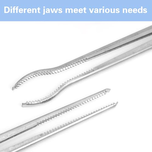 2 PCS Snake Feeding Tongs 15 Inch Extra Long Stainless Steel Reptile Feeding Tongs Including 1 Curved Mouth and 1 Straight Mouth Feeding Tong Tweezers for Ball Python Fish Aquariums Reptiles Snakes