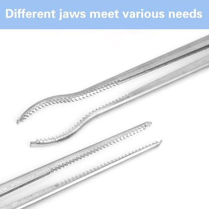 2 PCS Snake Feeding Tongs 15 Inch Extra Long Stainless Steel Reptile Feeding Tongs Including 1 Curved Mouth and 1 Straight Mouth Feeding Tong Tweezers for Ball Python Fish Aquariums Reptiles Snakes