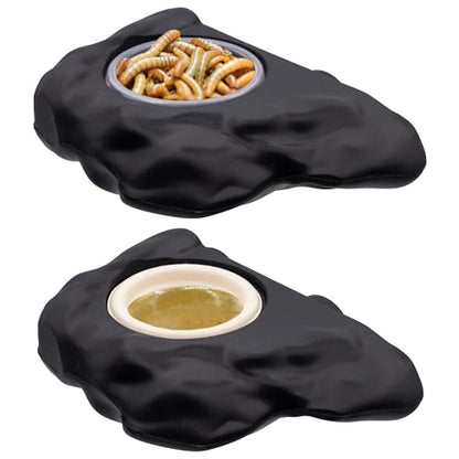 Pangea Silicone Gecko Feeding Ledge - Magnetic Mini Food Dish, Black | 4.125" x 2.625" x 1.18" - Fits 0.5oz Feeding Cups, Easy to Clean Silicone Build - 1.625" x 0.625" Size Cup Holder - color: Black