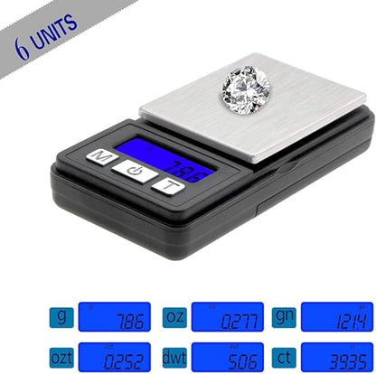 Fuzion Ultra Mini Gram Scale, 100/0.01g Mini Scale, Digital Pocket Scale, Small Jewelry Scale with Tray, Food Scale with 6 Units, Tare, LCD Display