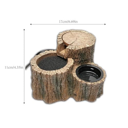 Reptile Water Fountain with Food Dish Terrarium Drinking Fountain for Bearded Dragon, Gecko, Chameleon, Lizard, Tree Frog & Turtle Keeps Water Clear, Easy to Use Water Dispenser