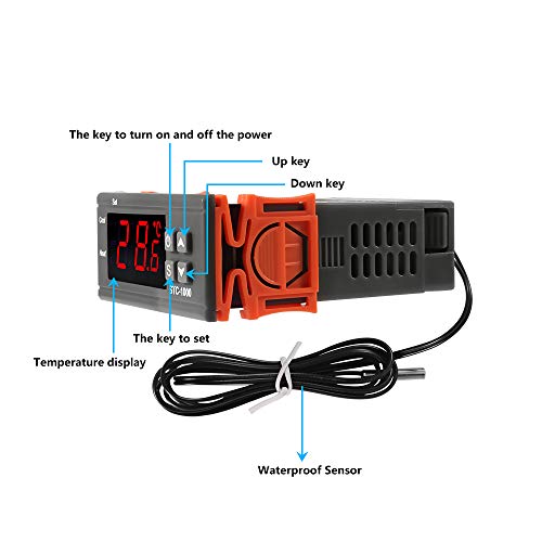 Dorhea STC-1000 Digital Temperature Controller AC 10A 220V Digital LED Temperature Controller Heating Cooling Centigrade Thermostat 2 Relays Output with NTC Sensor Probe(220V) - color: 110V-220V