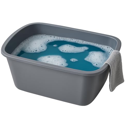 Vakly Plastic Wash Basin, 7 Qt, Rectangular, Graduated, 2 Pack | Hospital bedside soaking tub, Portable washbasin, Washing & cleaning, Foot bath, Face cleansing, Dish washing, Laundry