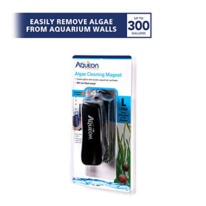 Aqueon Aquarium Algae Scraper, Fish Tank Cleaning Magnet, Large | Magnetic aquarium glass cleaner for glass or acrylic, curved pad cleans flat and curved surfaces - size: Large