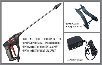 DU-MOST Fimco 5303079 Lawn Guard Multi Use Battery Powered Spot Sprayer for Small Scale Pest Control, 4 Gallon Molded Polymer Tank, 0.2 GPM Diaphragm Pump Hand Gun, Charger, Walnut Hand Scrub, 4oz